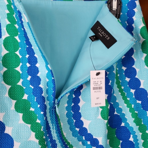 Talbots aquamarine wave dot pencil skirt - Picture 3 of 7
